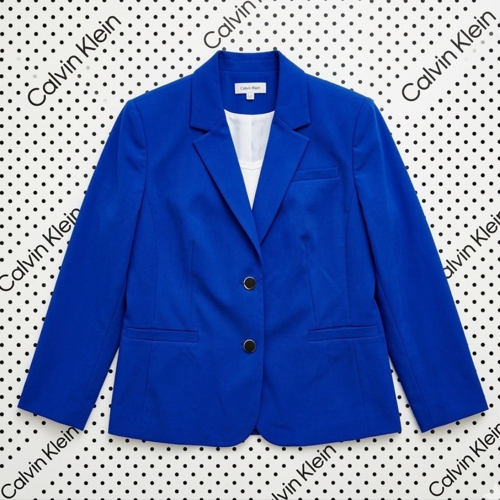 PLUS- ​CALVIN KLEIN Tailored Blazer in Royal Azure -  Power Suiting Essential
